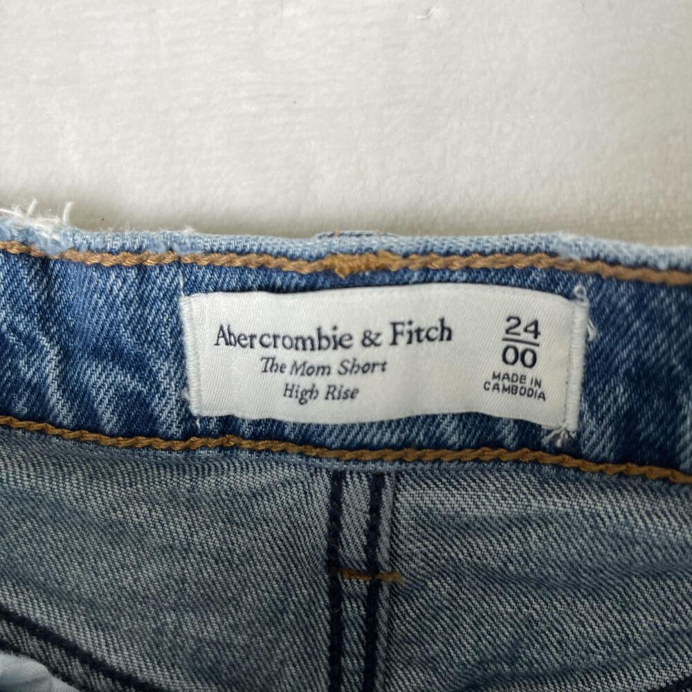 Abercrombie & Fitch Shorts Womens 00 Blue Mom Short High Rise Distressed Cutoff - Picture 4 of 6